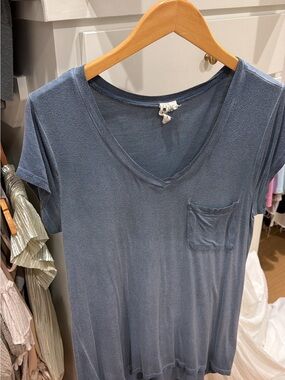 Lightweight Blue V-Neck Pocket Tee